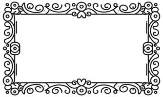 Rectangular frame with decorative corner. Design border line black on white background. vector