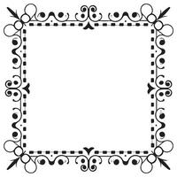 Rectangular frame with decorative corner. Design border line black on white background. vector