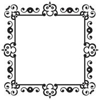 Rectangular frame with decorative corner. Design border line black on white background. vector