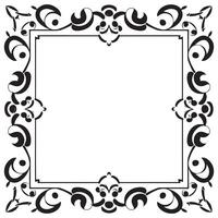 Rectangular frame with decorative corner. Design border line black on white background. vector
