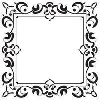 Rectangular frame with decorative corner. Design border line black on white background. vector