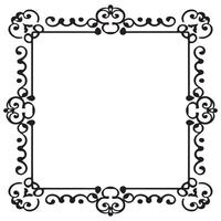 Rectangular frame with decorative corner. Design border line black on white background. vector