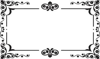 Rectangular frame with decorative corner. Design border line black on white background. vector