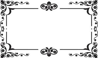 Rectangular frame with decorative corner. Design border line black on white background. vector