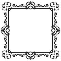 Rectangular frame with decorative corner. Design border line black on white background. vector