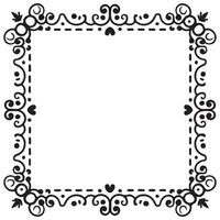 Rectangular frame with decorative corner. Design border line black on white background. vector