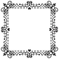 Rectangular frame with decorative corner. Design border line black on white background. vector