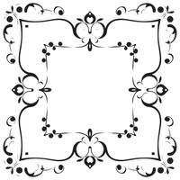 Rectangular frame with decorative corner. Design border line black on white background. vector