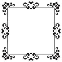 Rectangular frame with decorative corner. Design border line black on white background. vector