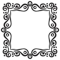 Rectangular frame with decorative corner. Design border line black on white background. vector