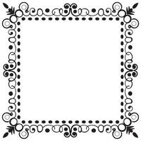 Rectangular frame with decorative corner. Design border line black on white background. vector