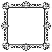 Rectangular frame with decorative corner. Design border line black on white background. vector