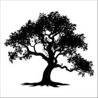 ai generado agraciado roble árbol silueta - vector ilustración aislado en blanco antecedentes