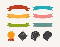 set of flat retro ribbons and badges vector