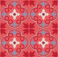Red Tile Seamless pattern with decorative ornament. Vector illustration. Ideal for printing onto fabric and paper or decoration.