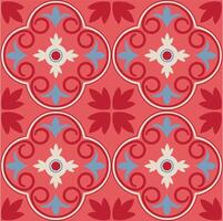 Red Tile Seamless pattern with decorative ornament. Vector illustration. Ideal for printing onto fabric and paper or decoration.