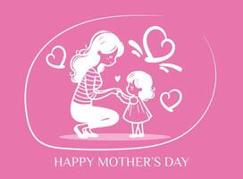 Happy Mothers Day Vector freehand Greeting card celebrating Mothers day