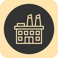 Factory Building Linear Round Icon vector