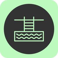 Swimming Pool Linear Round Icon vector