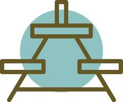 Picnic Table Linear Circle Icon vector
