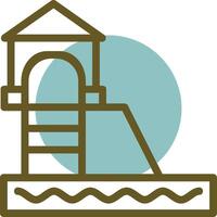 Water Slide Linear Circle Icon vector