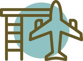 Airplane Linear Circle Icon vector
