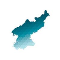 Vector isolated illustration icon with simplified blue silhouette of North Korea map. Polygonal geometric style. White background.