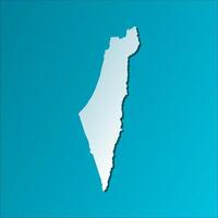 vector aislado ilustración icono con ligero azul silueta de simplificado mapa de estado de Israel. brillante azul antecedentes con sombra