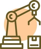 Robot Assembly Linear Circle Icon vector