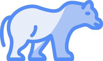 Bear Line Filled Blue Icon vector