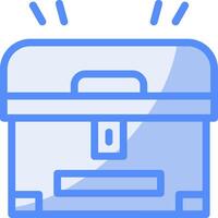 Treasure Chest Line Filled Blue Icon vector