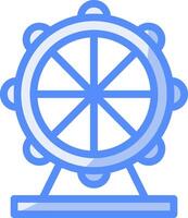 Ferris Wheel Line Filled Blue Icon vector