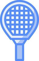 tenis raqueta línea lleno azul icono vector