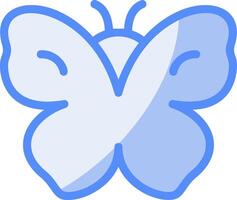 mariposa línea lleno azul icono vector