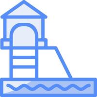 Water Slide Line Filled Blue Icon vector
