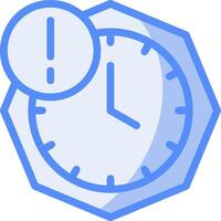 Clock with DeadLine Filled Blue Line Filled Blue Icon vector