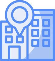 Office Location Line Filled Blue Icon vector