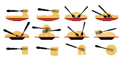 conjunto colecciones tallarines icono diseño modelo. pasta espaguetis logo diseño vector ilustración