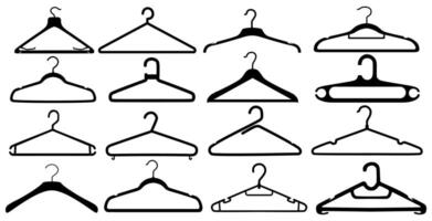 Set hanger silhouette icon flat design vector illustration