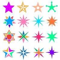 Set abstract stars icons y2k elements vector illustration