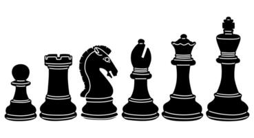 conjunto ajedrez negro silueta icono diseño vector ilustración