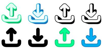 Set vector Trendy buttons download and upload icon design illustration