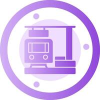 tren estación glifo degradado icono vector