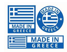 vector conjunto hecho en Grecia diseño producto etiquetas negocio íconos ilustración