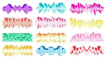 conjunto de moda sonido olas icono logo. ruidoso audio sonido diseño vector ilustración