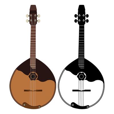 set Vector Doff or Domra Russia Flok Oriental guitar Music Instrument Icon design Illustration