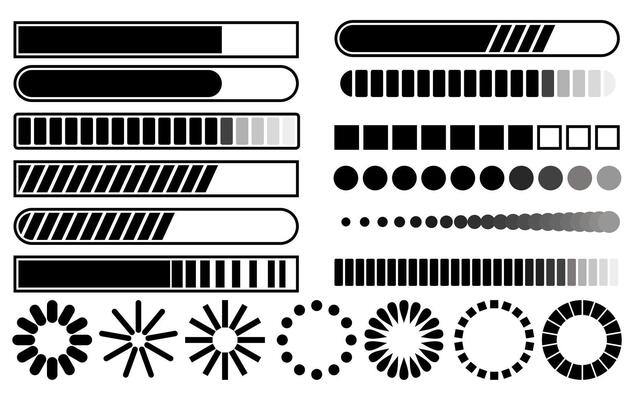 Set loading bar progress icons sign vector illustration