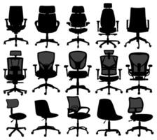 Set vector modern office chair silhouette icon design illustration