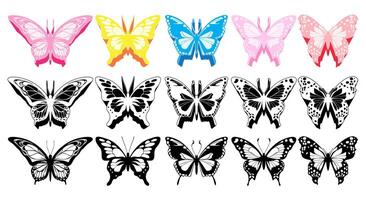 conjunto vistoso mariposa icono diseño vector ilustración