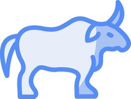 Year of the Ox Line Filled Blue Icon vector